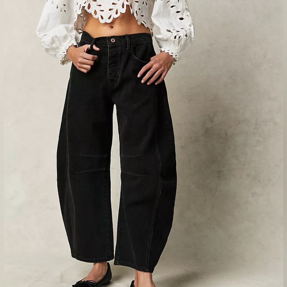 FREE PEOPLE We The Free Good Luck Mid-Rise Barrel Jeans
